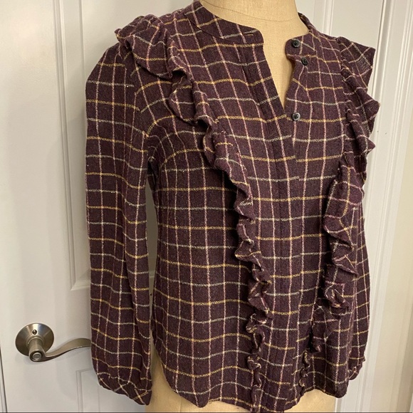 MADEWELL Purple Metallic Flannel Ruffle Blouse - Picture 5 of 7